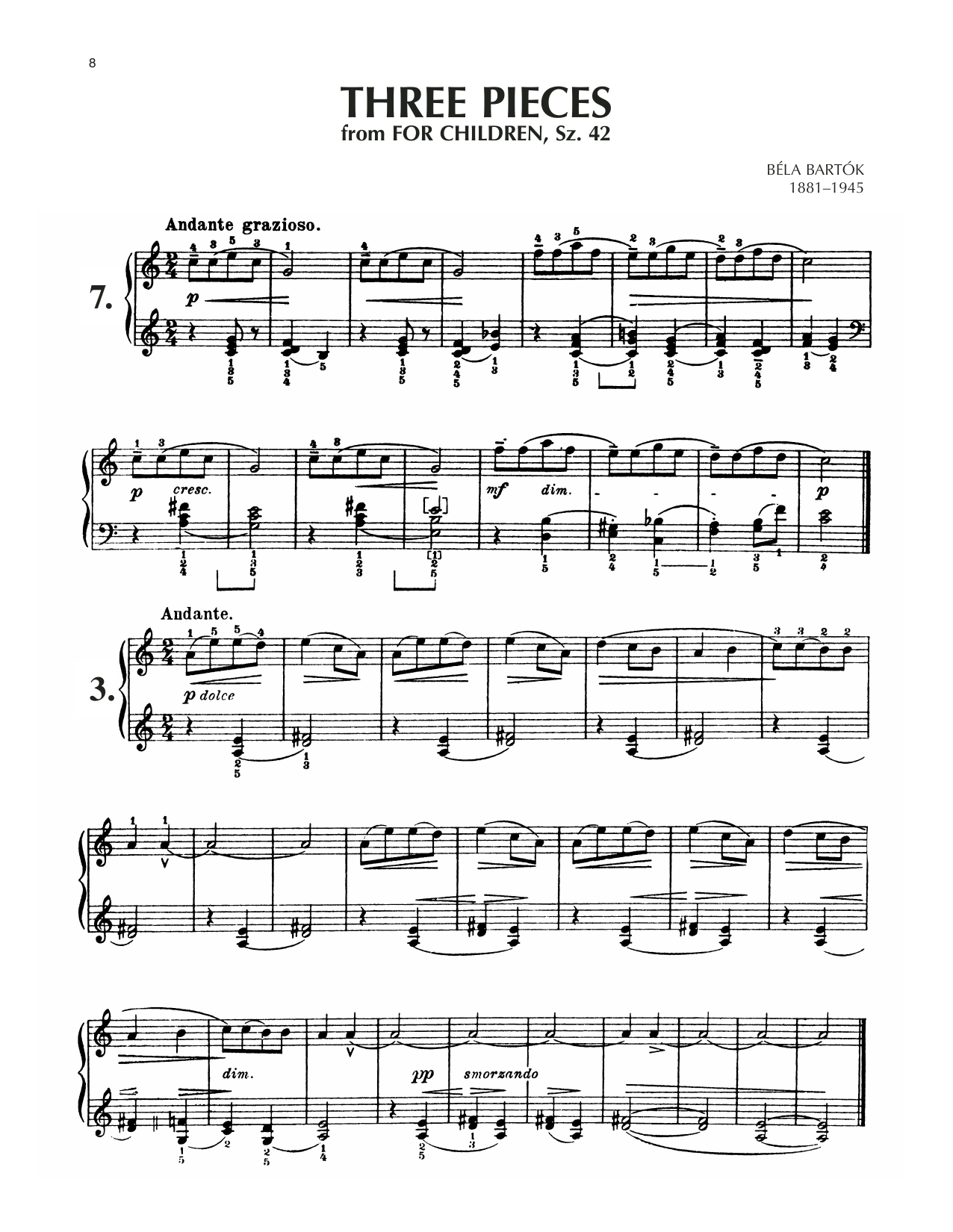 Product gallery: Page 1 of 1 Andante Grazioso, Sz. 42, No. 7, Béla Bartók