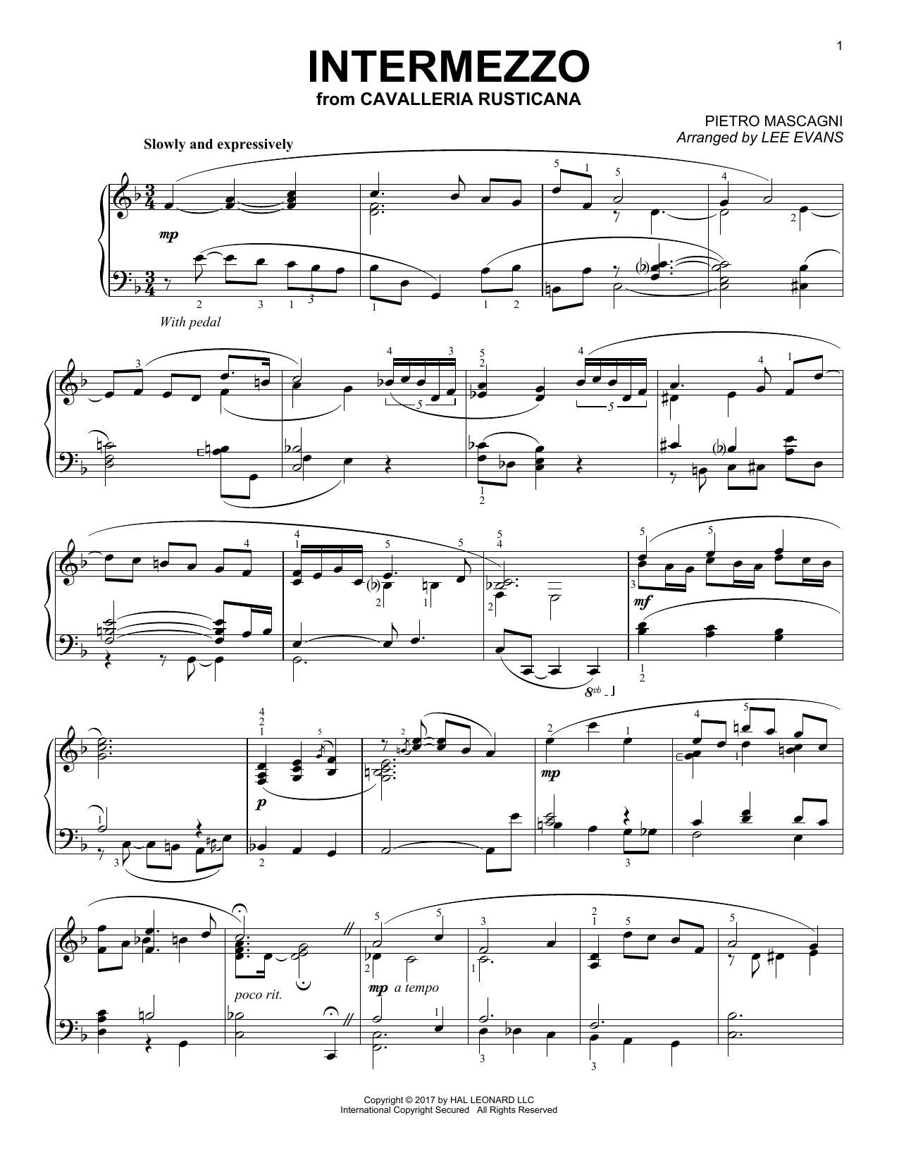 Product gallery: Page 1 of 1 Intermezzo (arr. Lee Evans), Pietro Mascagni