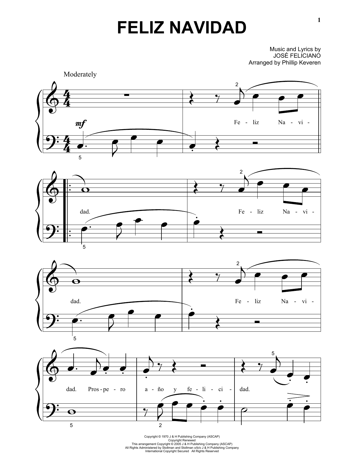 Product gallery: Page 1 of 1 Feliz Navidad (arr. Phillip Keveren), Jose Feliciano
