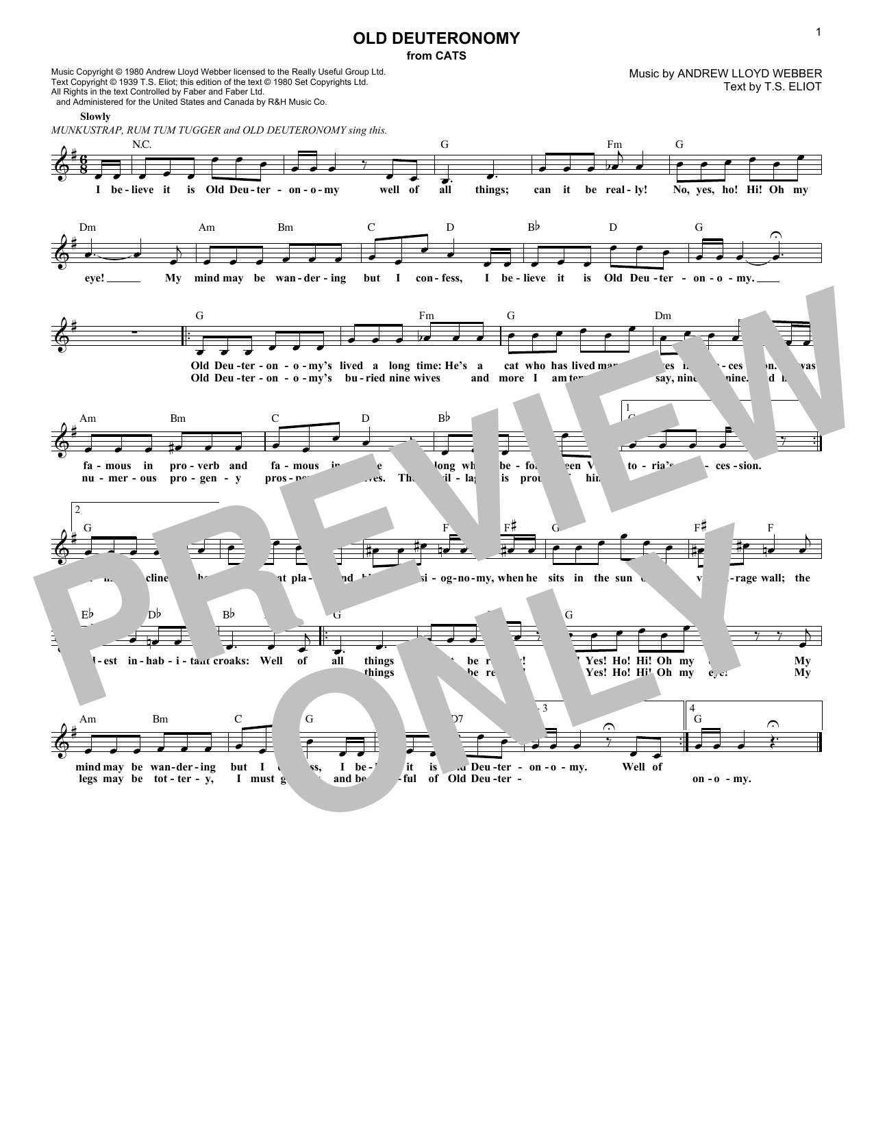 Produktbild zu: Old Deuteronomy (from Cats)