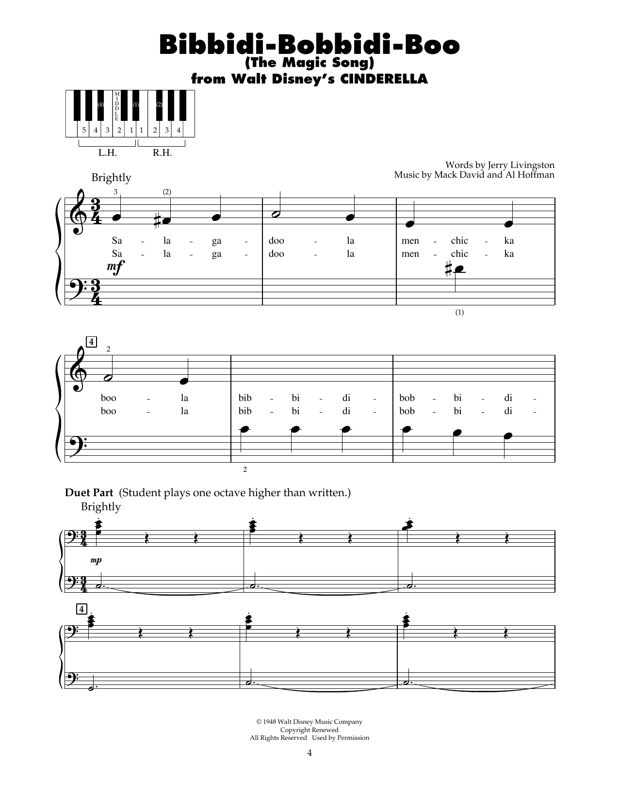 Produktgalerie: Seite 1 von 1 Bibbidi-Bobbidi-Boo (The Magic Song) (from Cinderella), Verna Felton, Klavier