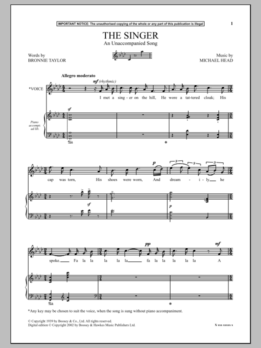 Produktbild zu: The Singer (An Unaccompanied Song)
