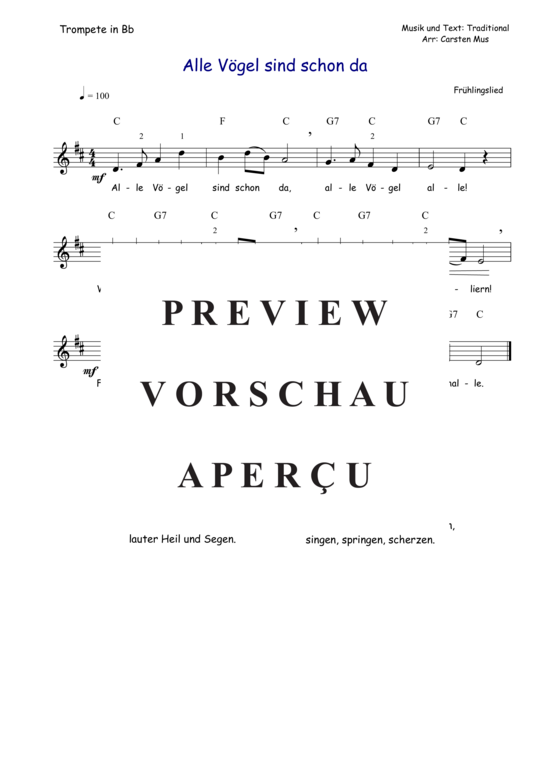 Produktbild zu: Alle Vögel sind schon da (D - Dur) Traditional