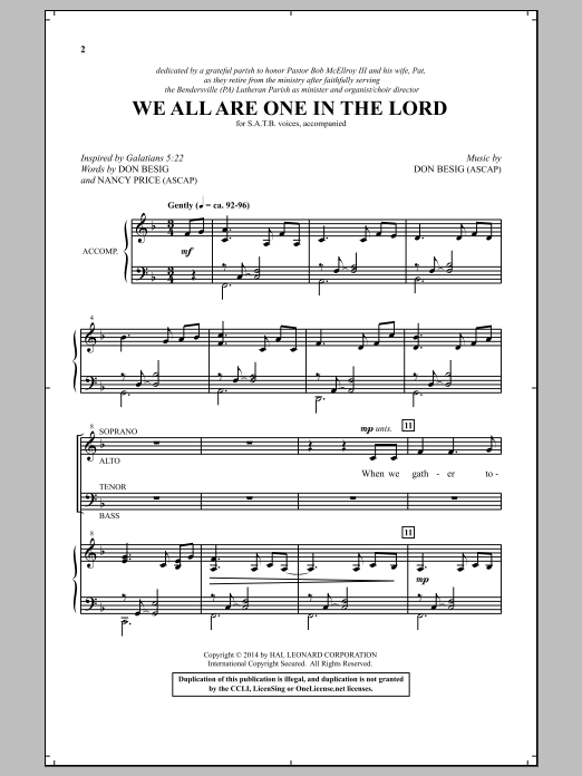 Product picture to: We All Are One In The Lord
