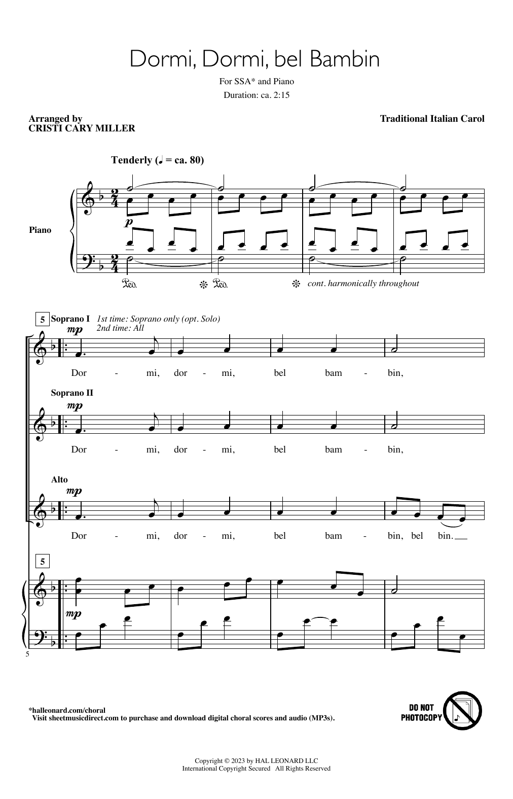 Product gallery: Page 1 of 1 Dormi, Dormi Bel Bambin (arr. Cristi Cary Miller), Traditional Italian Carol