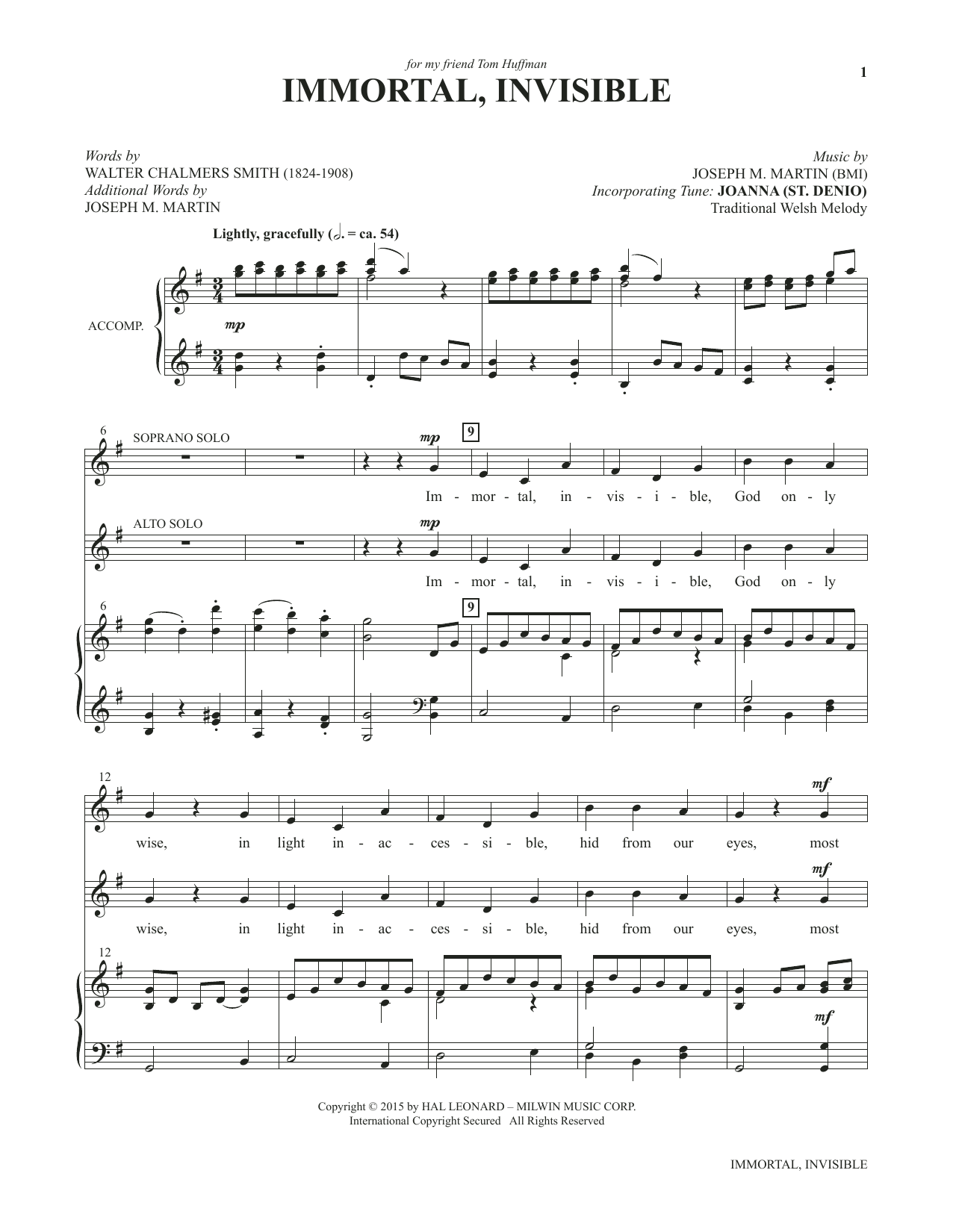 Product picture to: Immortal, Invisible (from Voices Together: Duets for Sanctuary Singers)