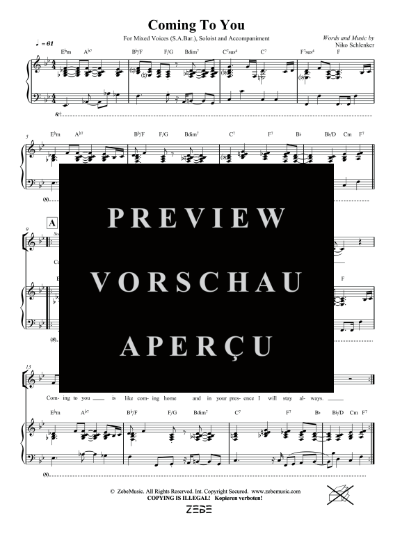 gallery: Coming To You, , Gemischter Chor SAM/Solo opt. und Klavier