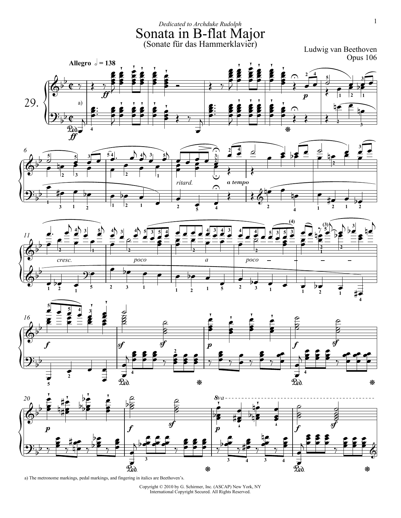 Product picture to: Piano Sonata No. 29 In B-Flat Major, Op. 106
