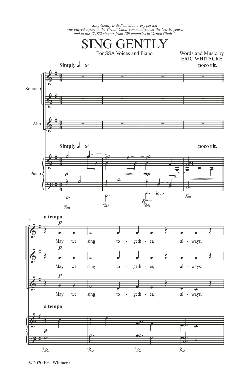 Product gallery: Page 1 of 1 Sing Gently, Eric Whitacre