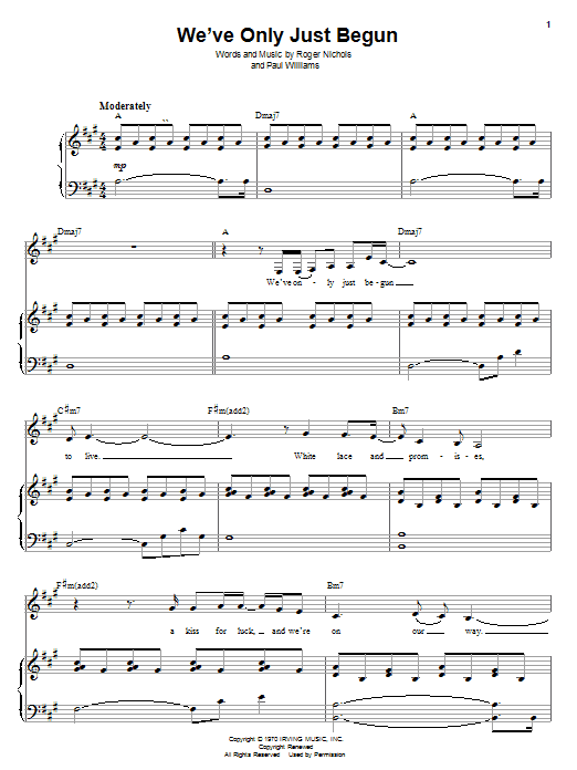 Produktgalerie: Seite 1 von 1 We've Only Just Begun, Carpenters, Gesang, Klavier