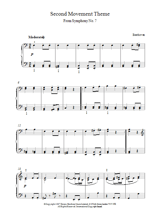 Product gallery: Page 1 of 1 Second Movement Theme From Symphony No.7, Ludwig Van Beethoven