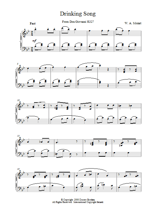 Product gallery: Page 1 of 1 Drinking Song From Don Giovanni K527, Wolfgang Amadeus Mozart