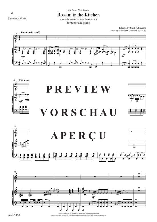 Product gallery: Page 3 of 18 Rossini in the Kitchen , , (tenor + piano)