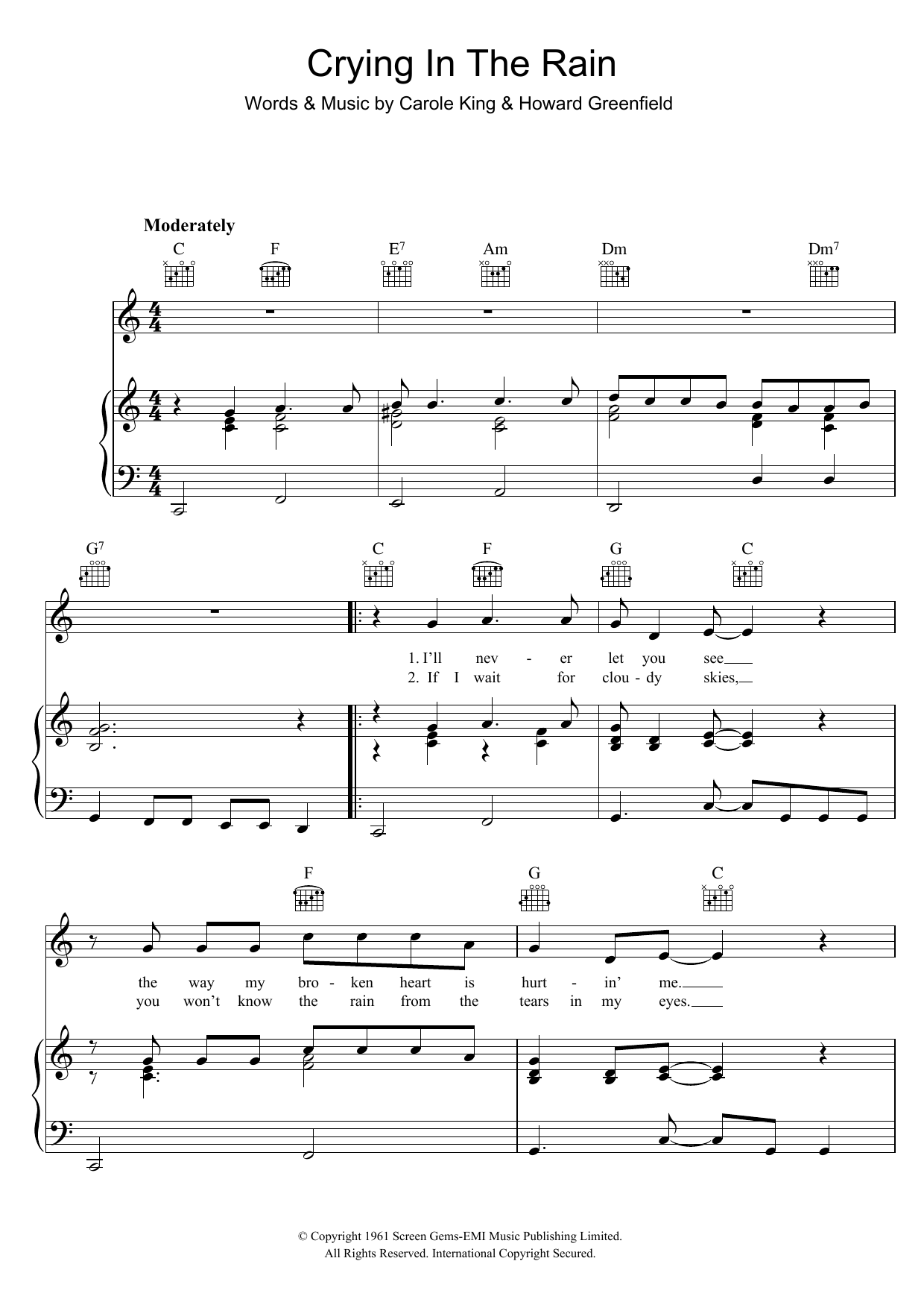Produktgalerie: Seite 1 von 1 Crying In The Rain, The Everly Brothers, Gesang, Gitarre, Klavier
