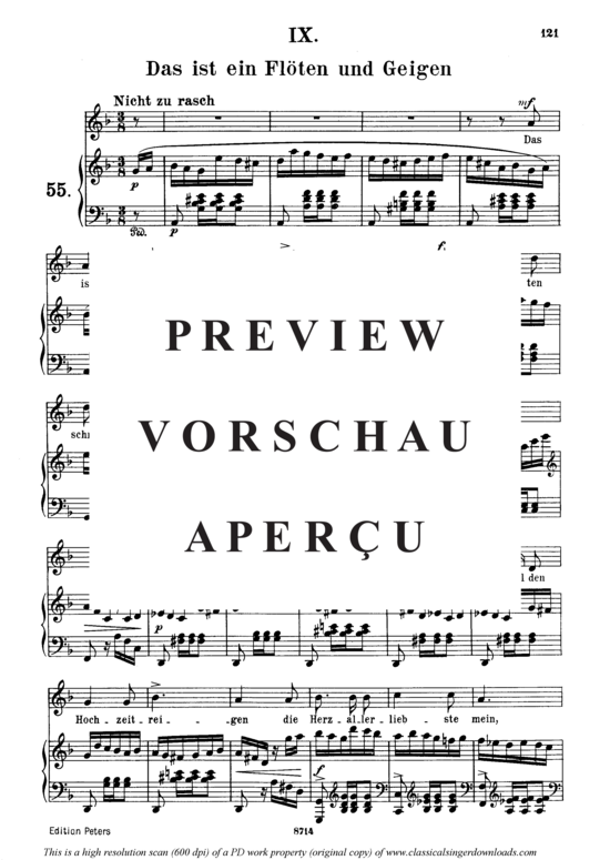 Product gallery: Page 2 of 4 Das ist ein Flöten und Geigen, Op.48 No.9, , Medium Voice and Piano