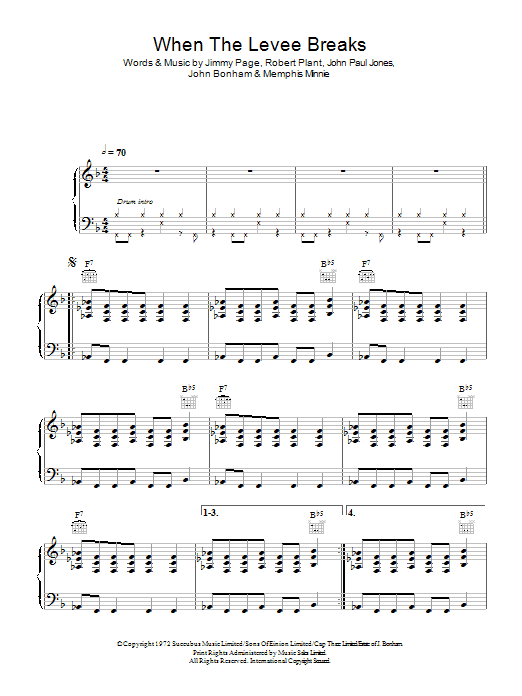 Produktgalerie: Seite 1 von 1 When The Levee Breaks, Led Zeppelin, Gesang, Gitarre, Klavier
