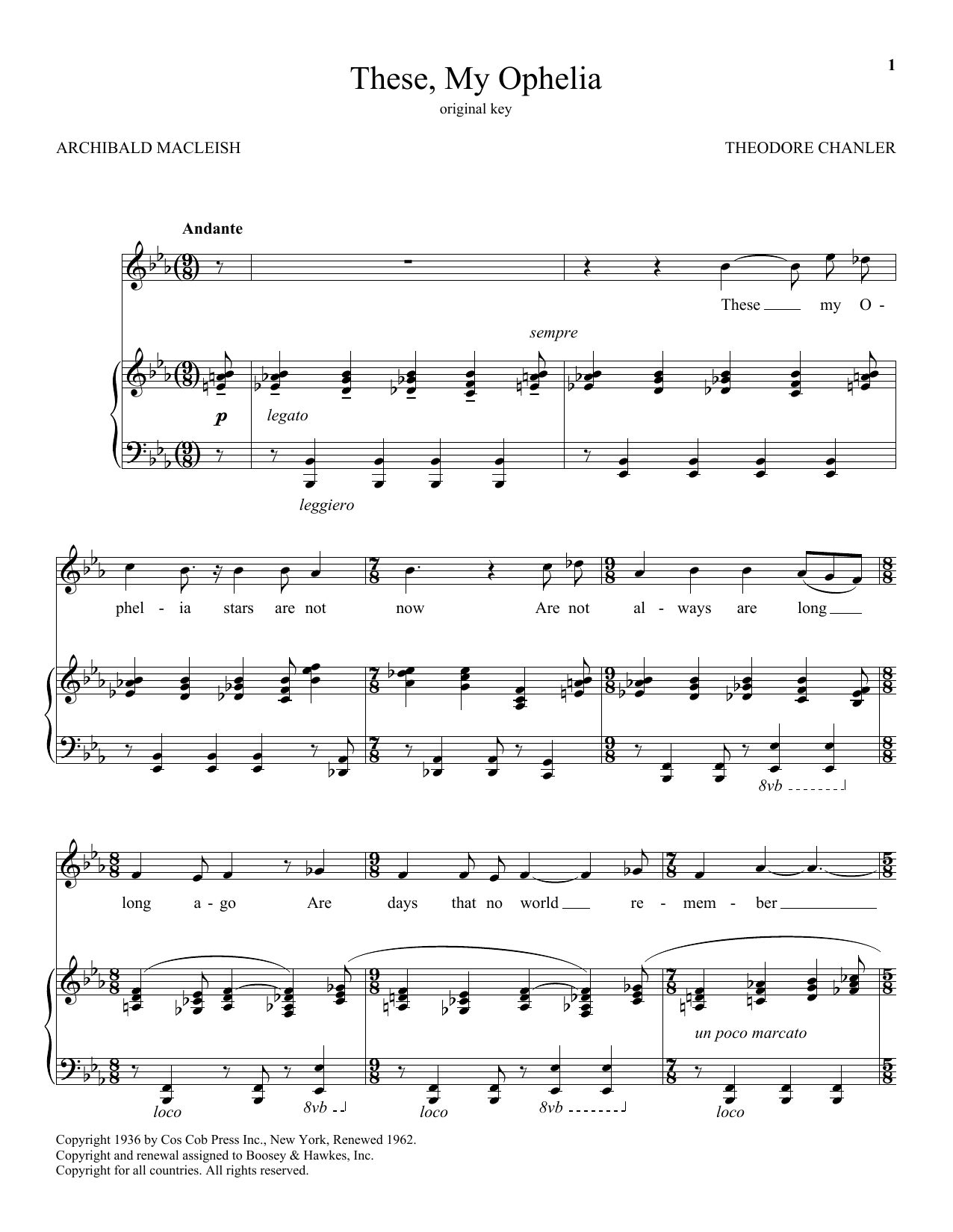 Produktgalerie: Seite 1 von 1 These, My Ophelia, Theodore Chanler, Gesang, Klavier