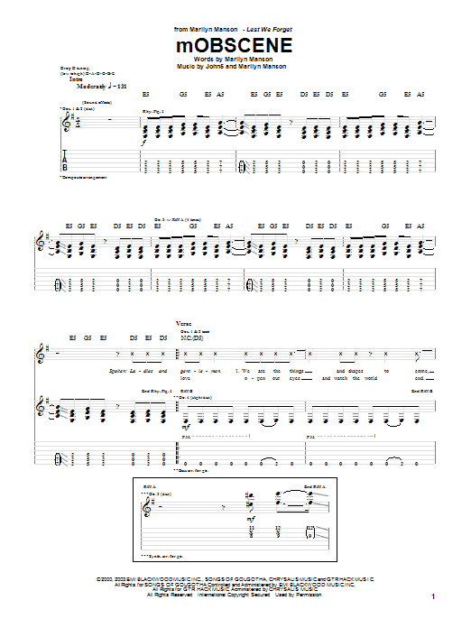 Produktgalerie: Seite 1 von 1 mOBSCENE, Marilyn Manson, Gitarre