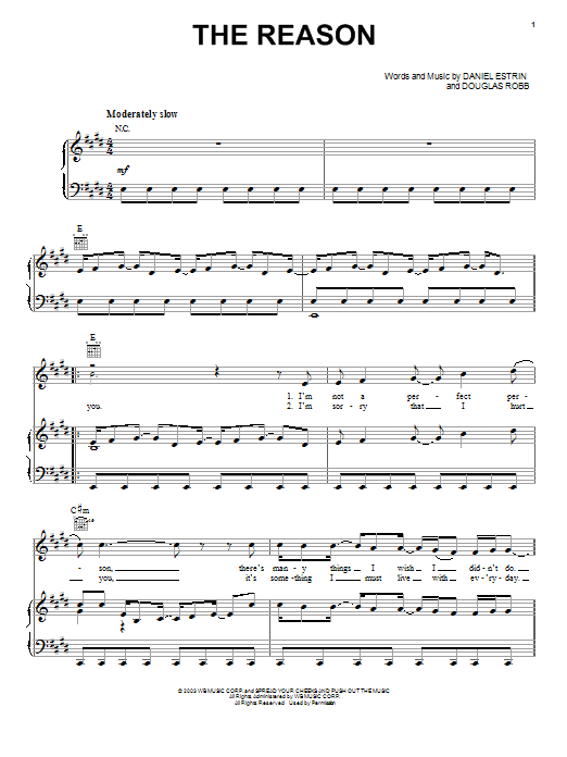 Produktgalerie: Seite 1 von 1 The Reason, Hoobastank, Gesang, Gitarre, Klavier