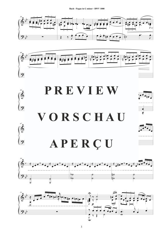Produktgalerie: Seite 4 von 7 Fuge in G-Moll BWV 1000, , Klavier Solo