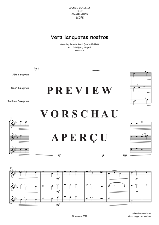 Product gallery: Page 2 of 6 Vere languores nostros , , (Saxophon Trio ATB)