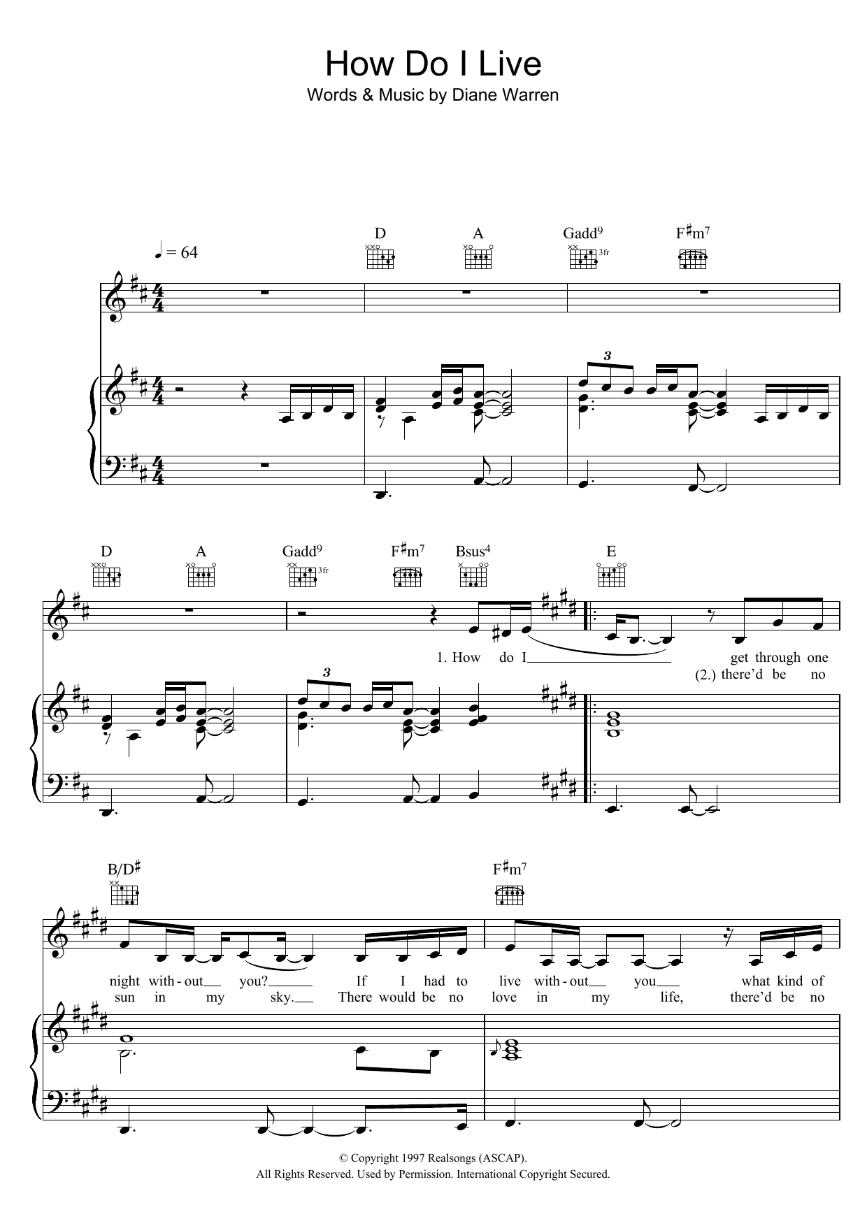 Produktgalerie: Seite 1 von 1 How Do I Live, LeAnn Rimes, Gesang, Gitarre, Klavier