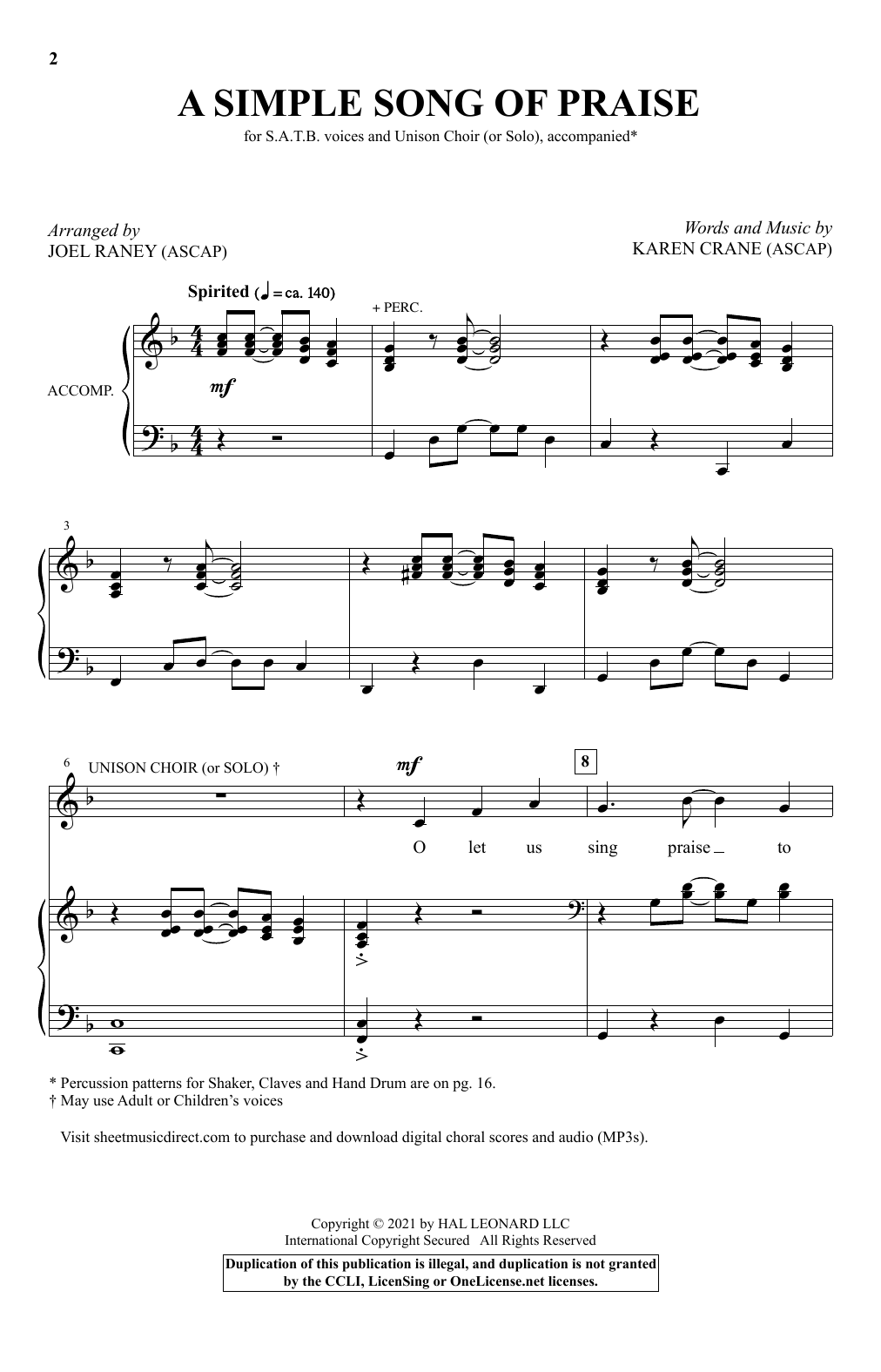 Product picture to: A Simple Song Of Praise (arr. Joel Raney)