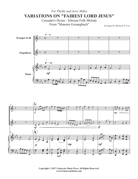 Product picture to: Variations on Fairest Lord Jesus Traditional (arr. Richard Cox)