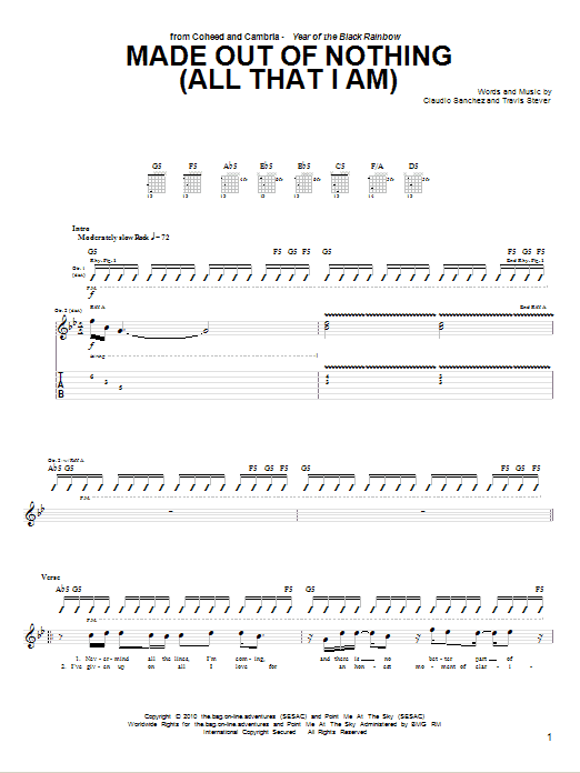 Produktgalerie: Seite 1 von 1 Made Out Of Nothing (All That I Am), Coheed And Cambria, Gitarre