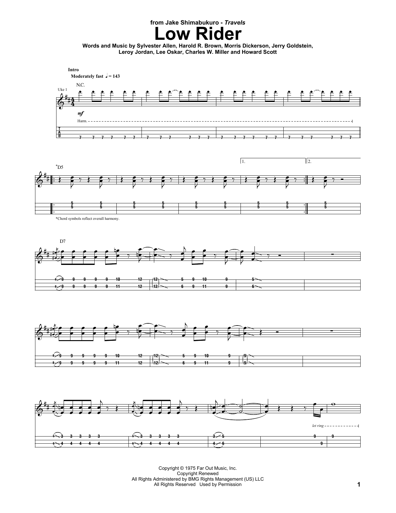 Product gallery: Page 1 of 1 Low Rider (arr. Jake Shimabukuro), War