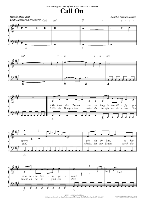 Produktbild zu: Call OnNockalm Quintett