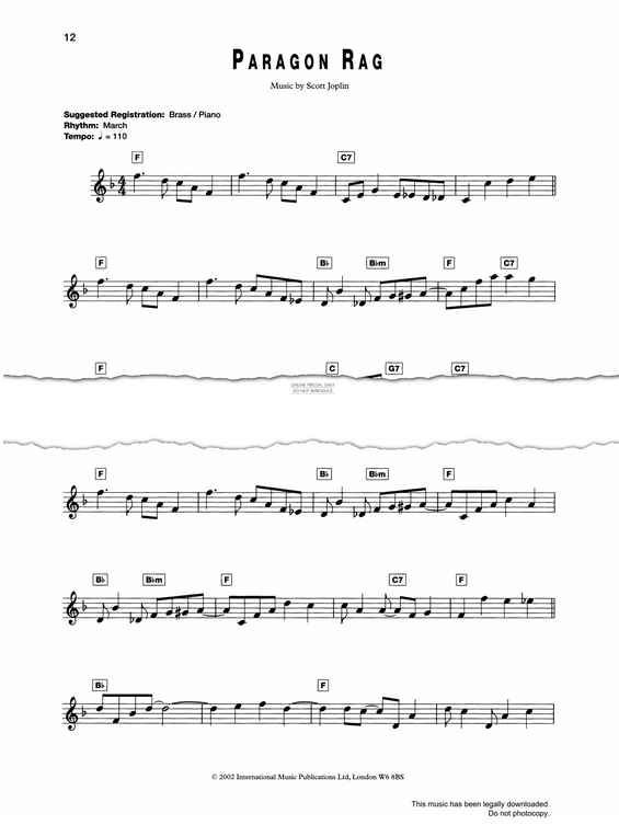 Produktgalerie: Seite 1 von 1 Paragon Rag, Scott Joplin, Gitarre, Keyboard