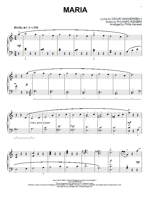 Product picture to: Maria (from The Sound Of Music) (arr. Phillip Keveren)