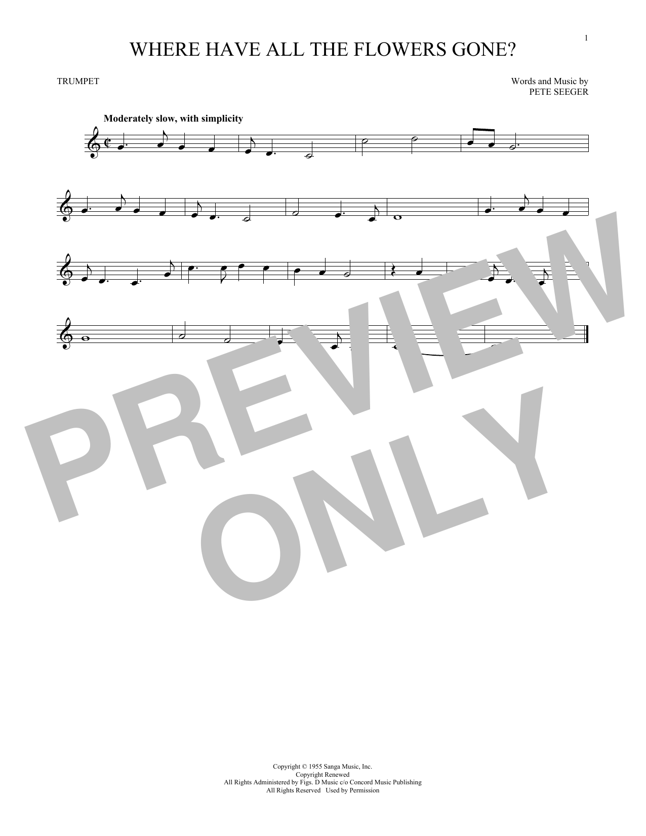 Produktgalerie: Seite 1 von 1 Where Have All The Flowers Gone?, Pete Seeger, Trompete