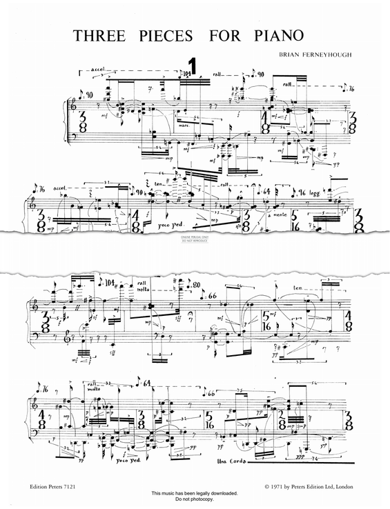 Produktgalerie: Seite 1 von 1 Three Pieces For Piano, Brian Ferneyhough, Klavier