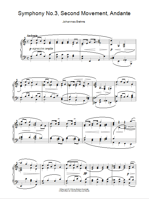 Produktgalerie: Seite 1 von 1 Symphony No. 3, Andante, Johannes Brahms, Klavier