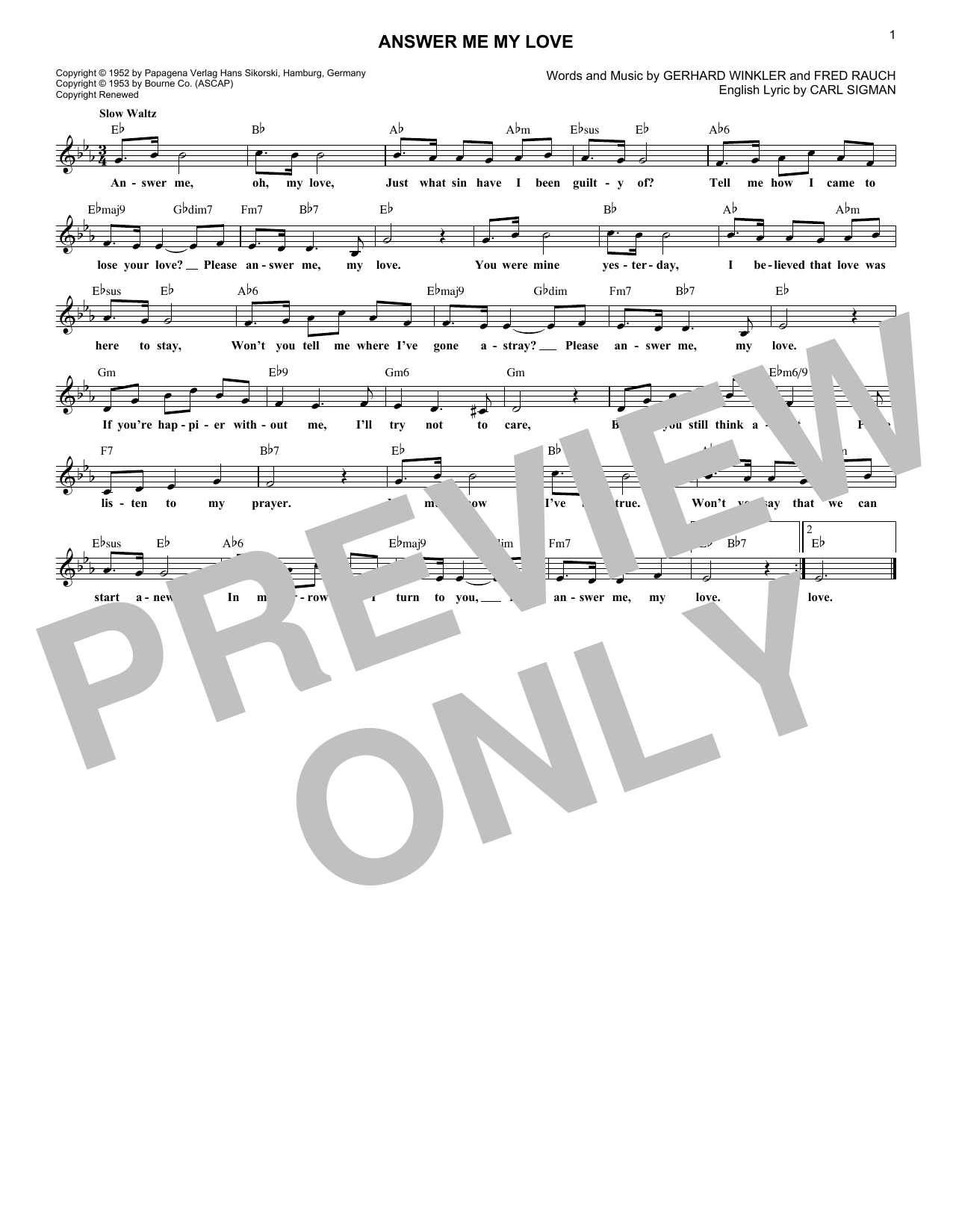 Produktgalerie: Seite 1 von 1 Answer Me My Love, Gerhard Winkler, Melodieinstrument