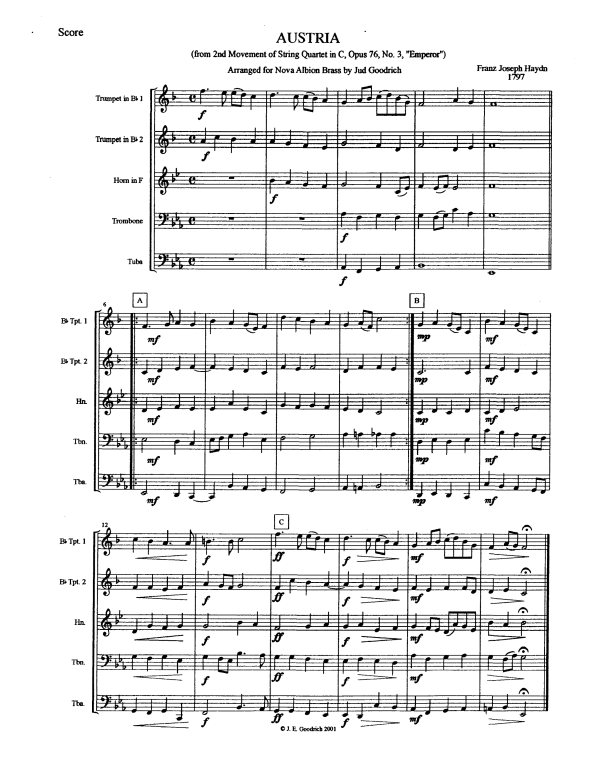 Product picture to: Austria (Streichquartett in C Opus 76)Joseph Haydn