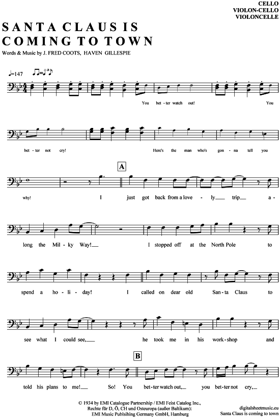 gallery: Santa Claus is coming to town , Como, Perry, (Violon-Cello)