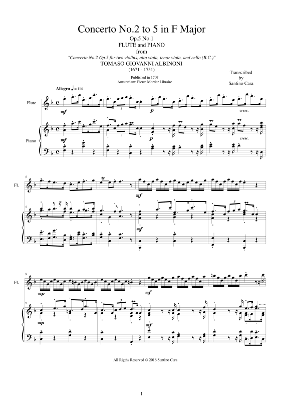 Produktbild zu: Flute Concerto No.2 in F-Dur Op.5Tomaso Albinoni
