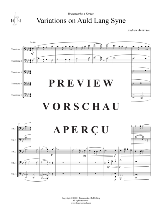 Product gallery: Page 2 of 9 Variations on Auld Lang Syne , , (Trombone Ensemble)