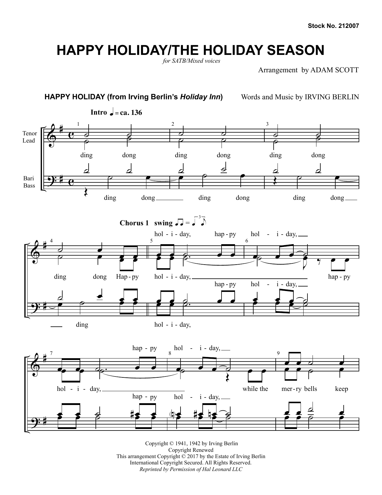 Produktbild zu: Happy Holiday/The Holiday Season (arr. Adam Scott)