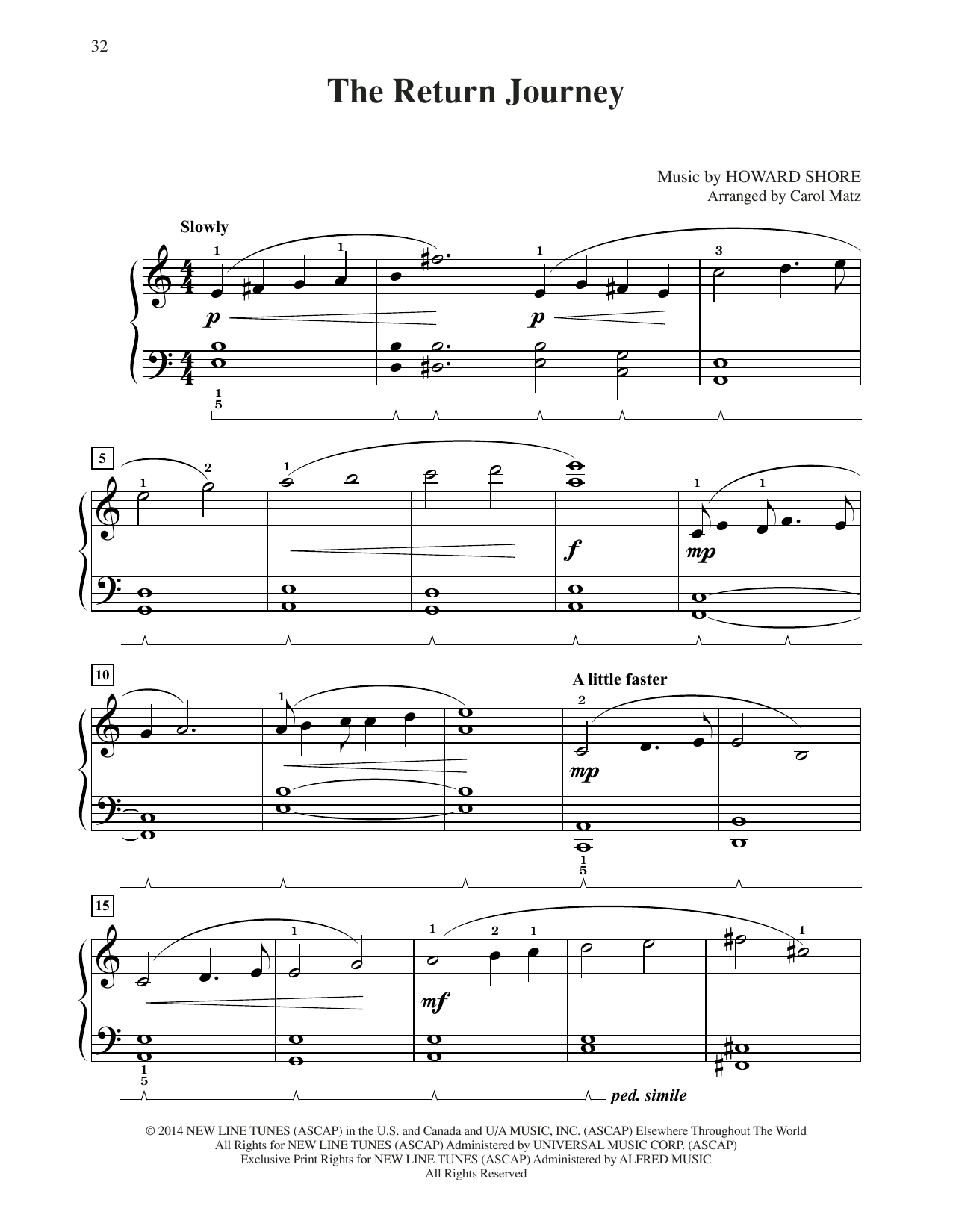 Product picture to: The Return Journey (from The Hobbit: The Battle of the Five Armies) (arr. Carol Matz)