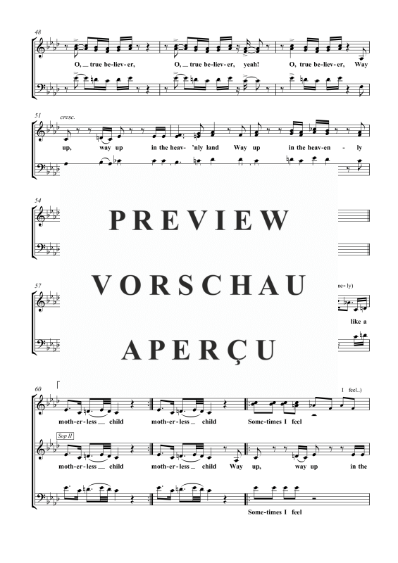 Produktgalerie: Seite 5 von 11 Sometimes I Feel Like a Motherless Child, , Gemischter Chor SAB, Sopran Solo und Klavier