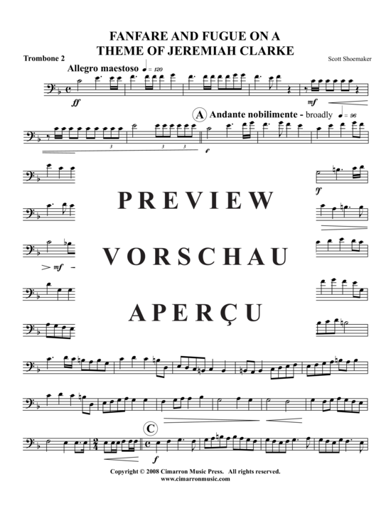 Product gallery: Page 10 of 17 Fanfare & Fugue auf ein Thema von Jeremiah Clarke , , (Trombone Quartet)
