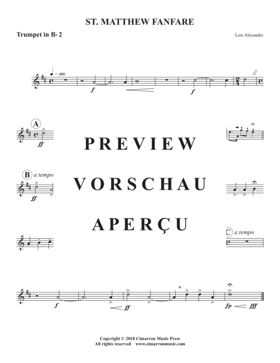 Produktgalerie: Seite 7 von 9 St. Matthew Fanfare , , (Blechbläser Quartett 2x Trompete in C/Bb + 2x Posaune)