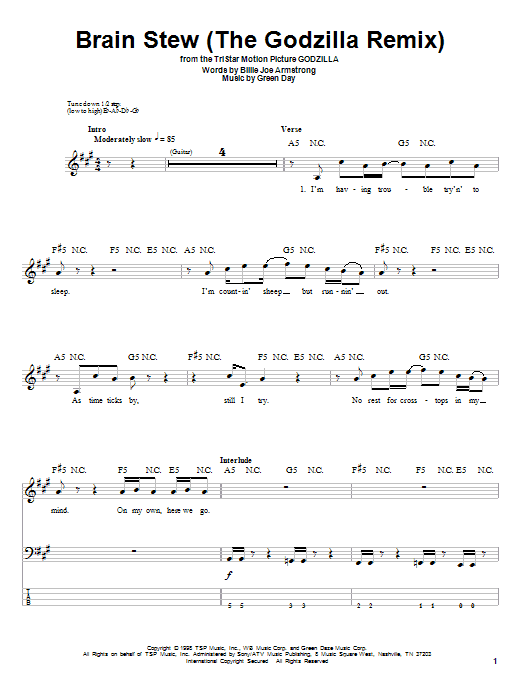 Produktgalerie: Seite 1 von 1 Brain Stew (The Godzilla Remix), Green Day, E-Bass