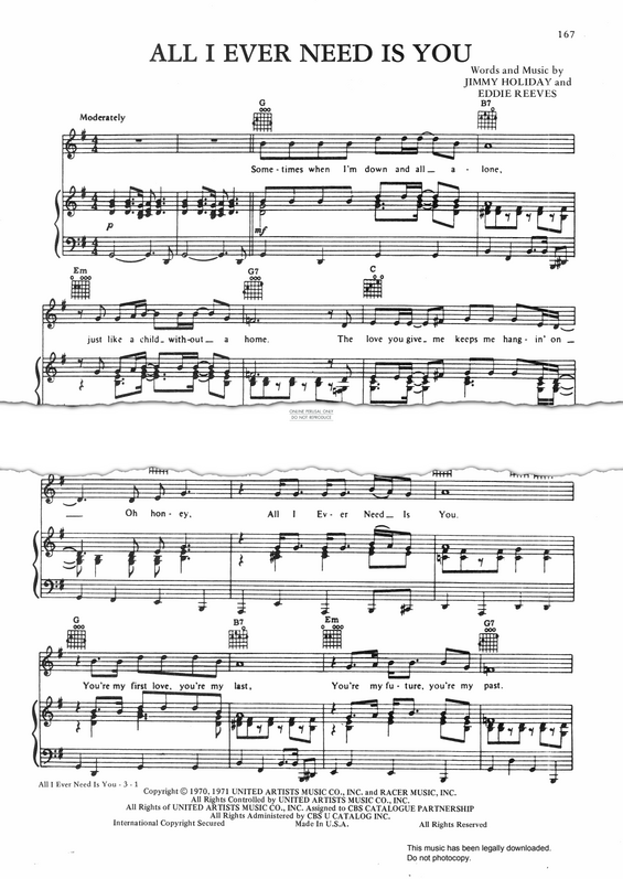 Product gallery: Page 1 of 1 All I Ever Need Is You, Eddie Reeves