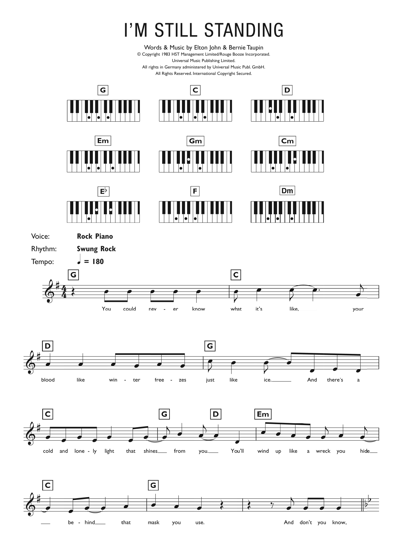 Produktgalerie: Seite 1 von 1 I'm Still Standing, Elton John, Klavier