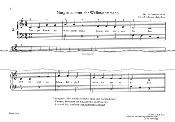Produktgalerie: Seite 1 von 1 Morgen kommt der Weihnachtsmann, German Folk Song, Gesang, Klavier